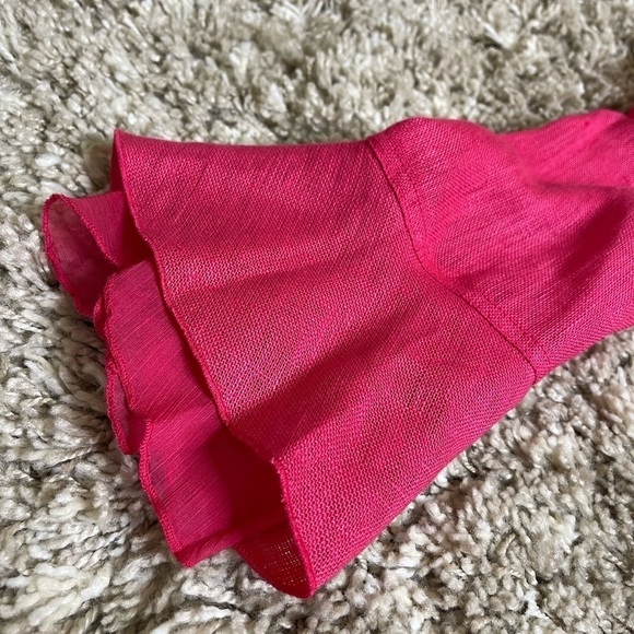 Lena Gabrielle Vintage 100% Linen Pink Fuschia Ruffle Jacket Size 4 #0449 - Picture 14 of 16